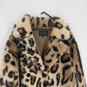 Shaci Antibes Leopard Animal Print Faux Fur Long Coat